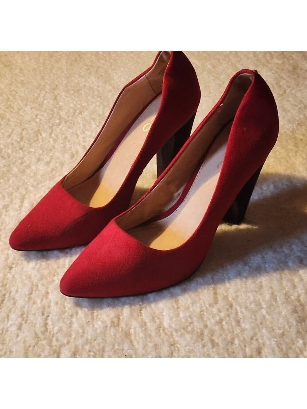 Aldo faux suede high heel pumps color deep red size 6.5